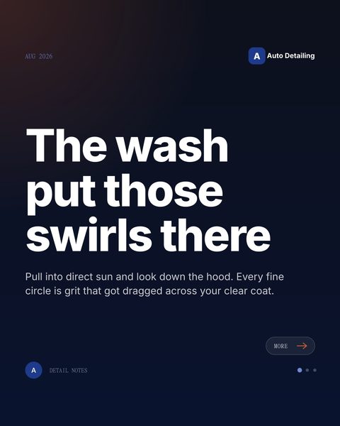 Sample Mica Social post for an auto detailing shop about wash-induced swirl marks