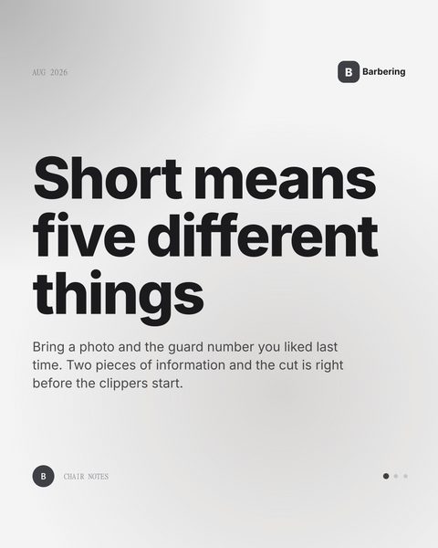 Sample Mica Social post for a barbershop about describing the cut you want