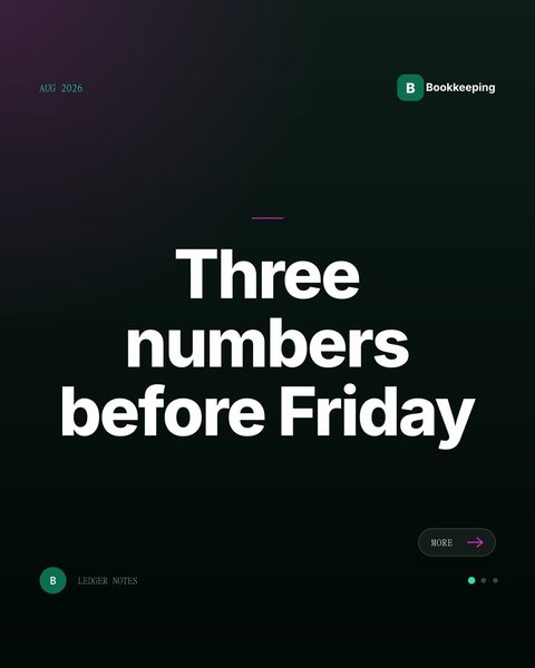 Sample Mica Social post for a bookkeeping firm about the three numbers to know before quarter close