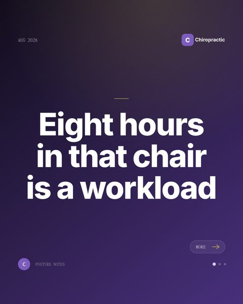 Sample Mica Social post for a chiropractic practice about desk setup and movement