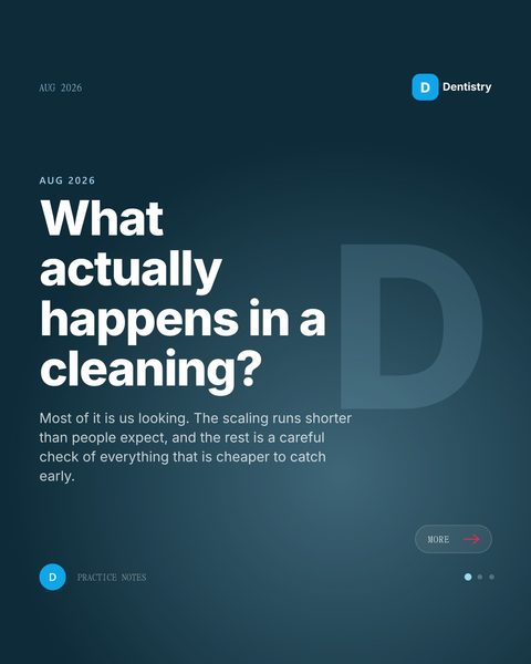 Sample Mica Social post for a dental practice about what happens at a routine cleaning