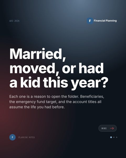 Sample Mica Social post for a financial planning practice about the one document to update after a life event