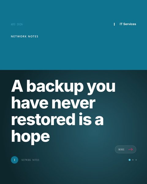 Sample Mica Social post for a managed IT provider about the one backup test that matters