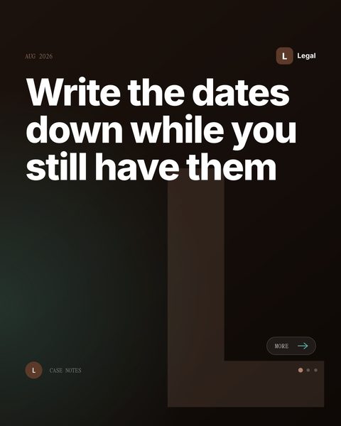 Sample Mica Social post for a law practice about documenting events before a consultation