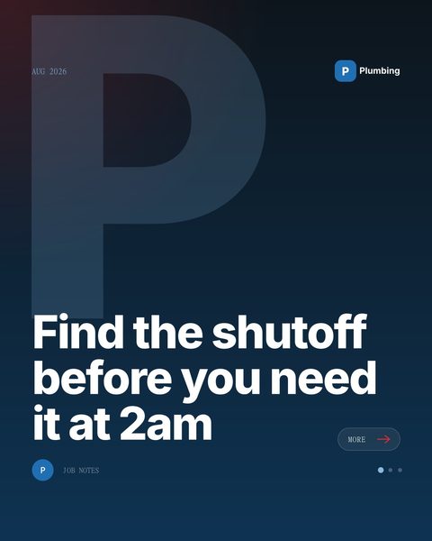 Sample Mica Social post for a plumbing business about finding the main water shutoff
