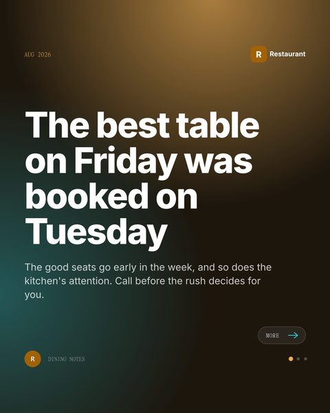 Sample Mica Social post for a restaurant about booking the right table