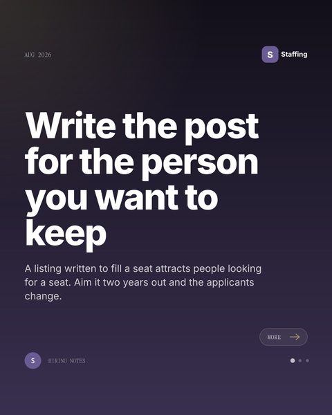 Sample Mica Social post for a staffing firm about writing job posts and moving fast on candidates