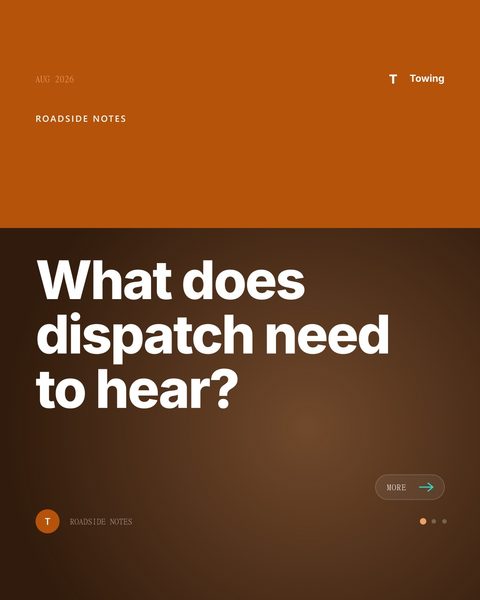 Sample Mica Social post for a towing company about what to tell dispatch